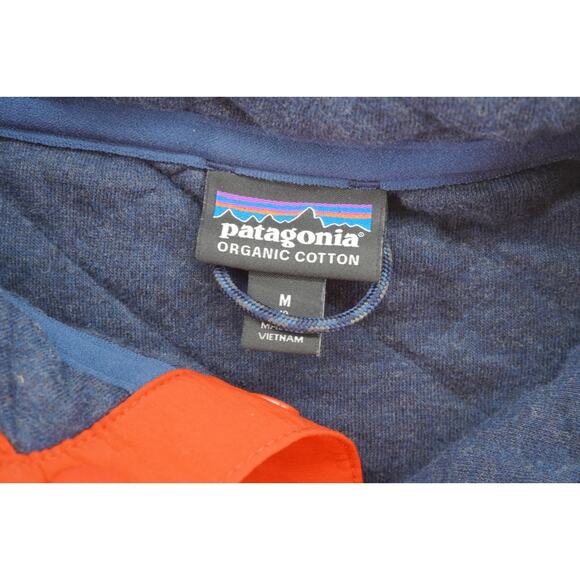 Patagonia Kids Quilted Snap-T Pullover Organic Cotton Blue Red Size M - Picture 3 of 6